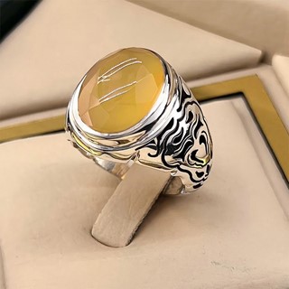 انگشتر نقره مردانه عقیق یمنی پرتقالی کد S149257