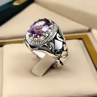 انگشتر نقره مردانه آمیتیست کد S149265