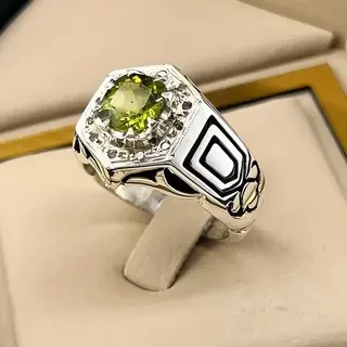 انگشتر نقره مردانه زبرجد کد S149266