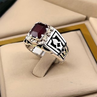 انگشتر نقره مردانه یاقوت سرخ کد S149267