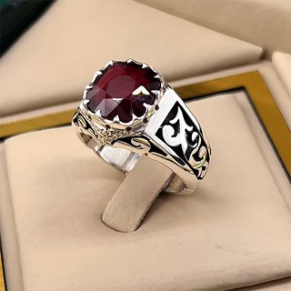 انگشتر نقره مردانه یاقوت سرخ آفریقایی کد S149270