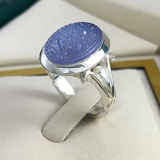 انگشتر نقره مردانه عقیق یمنی کبود خطی کد S155482