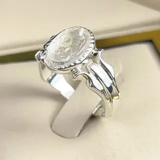 انگشتر نقره مردانه دُرّ نجف خطی کد S155488