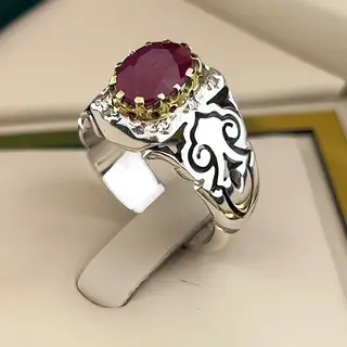 انگشتر نقره مردانه یاقوت سرخ کد S158663