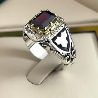 انگشتر نقره مردانه گارنت کد S158665