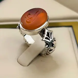 انگشتر نقره مردانه عقیق یمنی سرخ خطی کد S158667