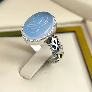 انگشتر نقره مردانه عقیق یمنی نباتی زیرفیروزه خطی کد S158670