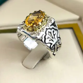 انگشتر نقره مردانه سیترین کد S158675