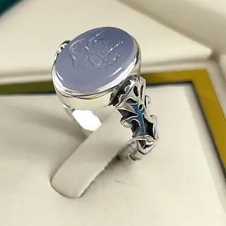 انگشتر نقره مردانه عقیق یمنی کبود خطی کد S158676