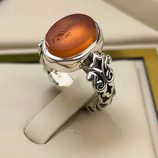 انگشتر نقره مردانه عقیق یمنی سرخ خطی کد S158678