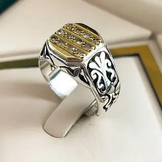 انگشتر نقره مردانه الماس کد S158679