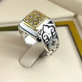 انگشتر نقره مردانه الماس کد S158680