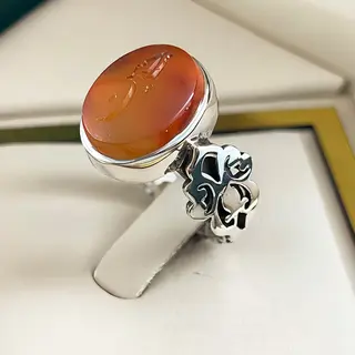 انگشتر نقره مردانه عقیق یمنی سرخ خطی کد S158683