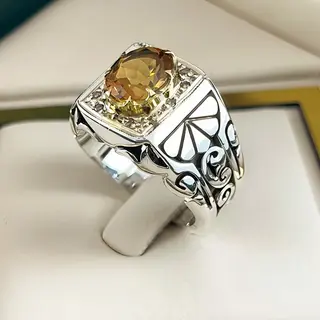 انگشتر نقره مردانه سیترین کد S158699