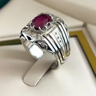 انگشتر نقره مردانه یاقوت سرخ کد S159101