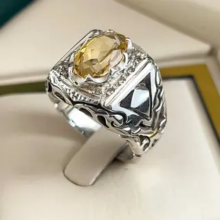 انگشتر نقره مردانه سیترین کد S159117