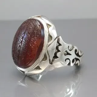 انگشتر عقیق یمنی سرخ خطی کد S2135