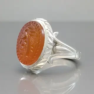 انگشتر نقره مردانه عقیق یمنی خطی کد S2141