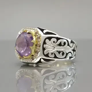 انگشتر نقره مردانه آمیتیست کد S2150