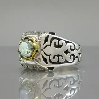 انگشتر نقره مردانه موزنایت (الماس روسی) کد S2153