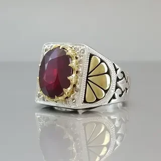 انگشتر نقره مردانه یاقوت سرخ کد S2159
