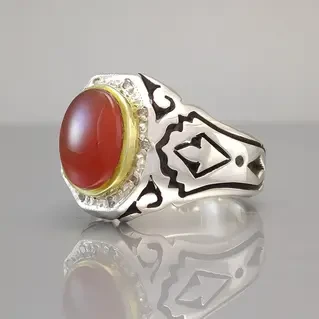 انگشتر نقره مردانه عقیق یمنی سرخ کد S2166