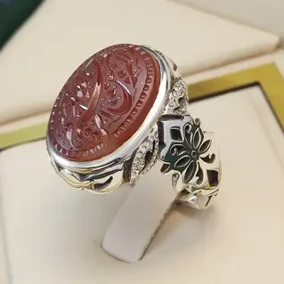 انگشتر نقره مردانه عقیق یمنی خطی کد S2216