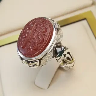 انگشتر نقره مردانه عقیق یمنی خطی کد S2217