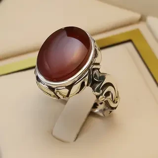 انگشتر نقره مردانه عقیق یمنی سرخ کد S2236