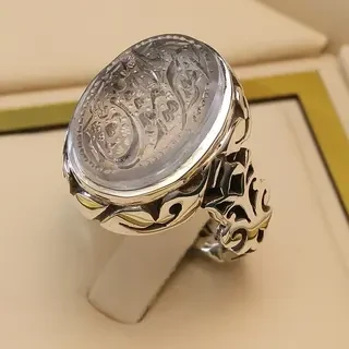 انگشتر نقره مردانه دُرّ نجف خطی کد S2262