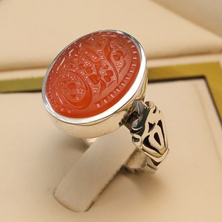 انگشتر نقره مردانه عقیق یمنی سرخ خطی کد S2265