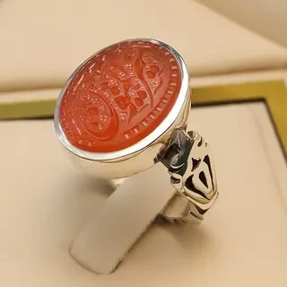 انگشتر نقره مردانه عقیق یمنی سرخ خطی کد S2265