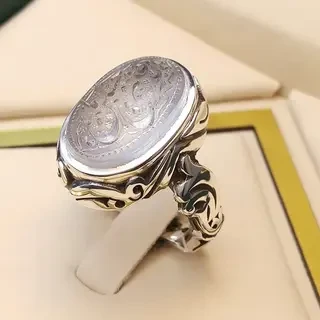 انگشتر نقره مردانه دُرّ نجف خطی کد S2266