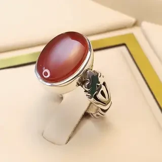 انگشتر نقره مردانه عقیق یمنی سرخ کد S2269