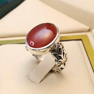 انگشتر نقره مردانه عقیق یمنی سرخ کد S2276