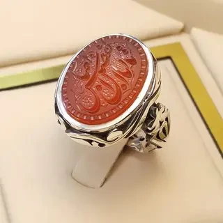 انگشتر نقره مردانه عقیق یمنی سرخ خطی کد S2280