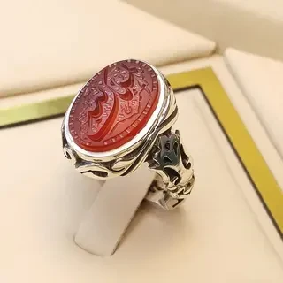 انگشتر نقره مردانه عقیق یمنی سرخ خطی کد S2281