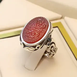 انگشتر نقره مردانه عقیق یمنی سرخ خطی کد S2282