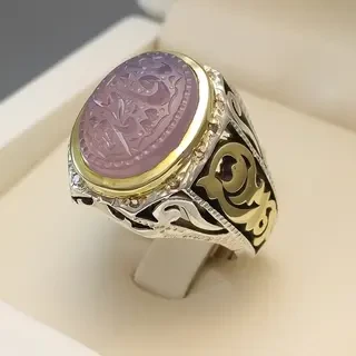 انگشتر نقره مردانه عقیق یمنی کبود خطی کد S2285