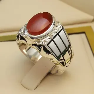 انگشتر نقره مردانه عقیق یمنی سرخ کد S2291