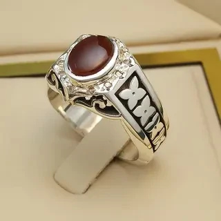 انگشتر نقره مردانه عقیق یمنی سرخ کد S2292