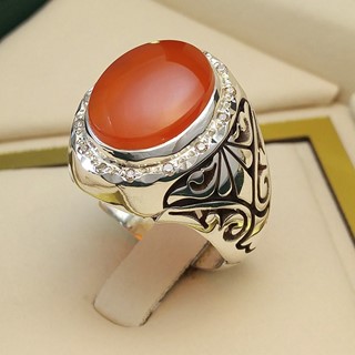 انگشتر نقره مردانه عقیق یمنی سرخ کد S2294