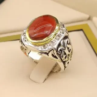انگشتر نقره مردانه عقیق یمنی سرخ کد S2297
