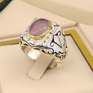 انگشتر نقره مردانه عقیق یمنی کبود کد S2298