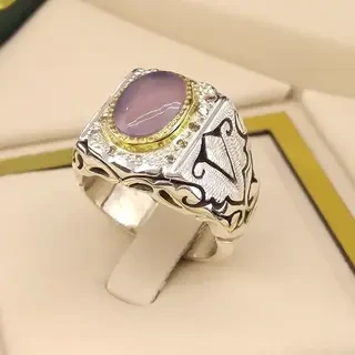 انگشتر نقره مردانه عقیق یمنی کبود کد S2298