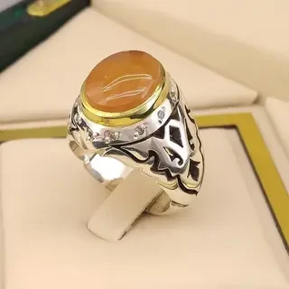 انگشتر نقره مردانه عقیق یمنی شرف الشمس کد S2301