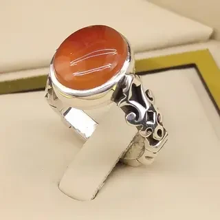 انگشتر نقره مردانه عقیق یمنی سرخ کد S2302