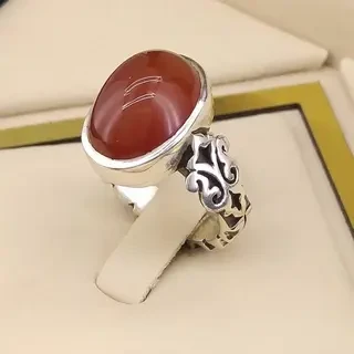 انگشتر نقره مردانه عقیق یمنی سرخ کد S2304