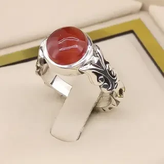 انگشتر نقره مردانه عقیق یمنی سرخ کد S2305