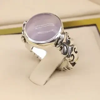 انگشتر نقره مردانه عقیق یمنی کبود کد S2307